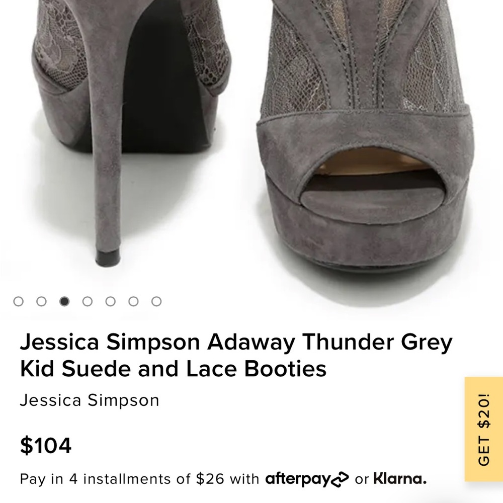 Jessica Simpson Adaway Thunder Grey Kid Suede and Lace Booties